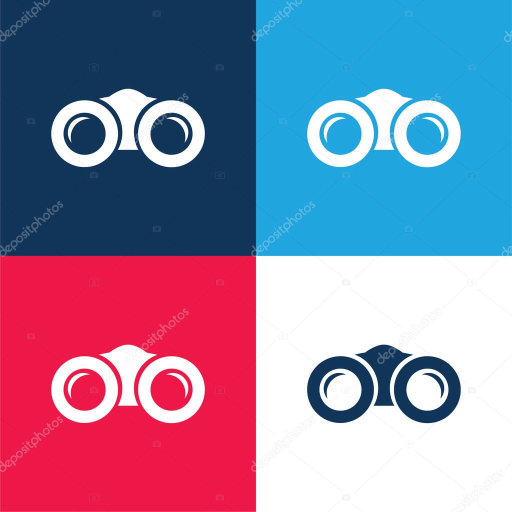 Binoculars blue and red four color minimal icon set