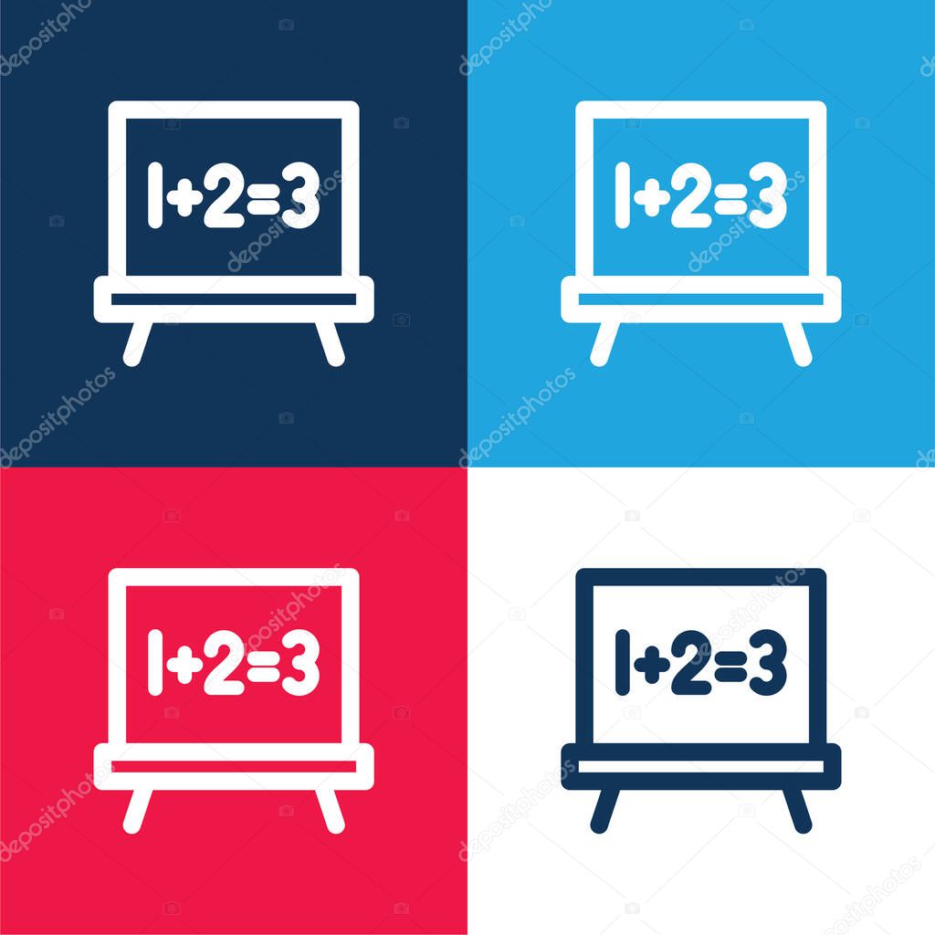 Blackboard blue and red four color minimal icon set