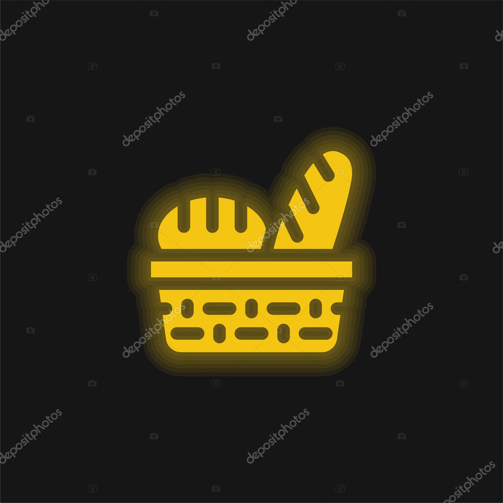 Bread yellow glowing neon icon