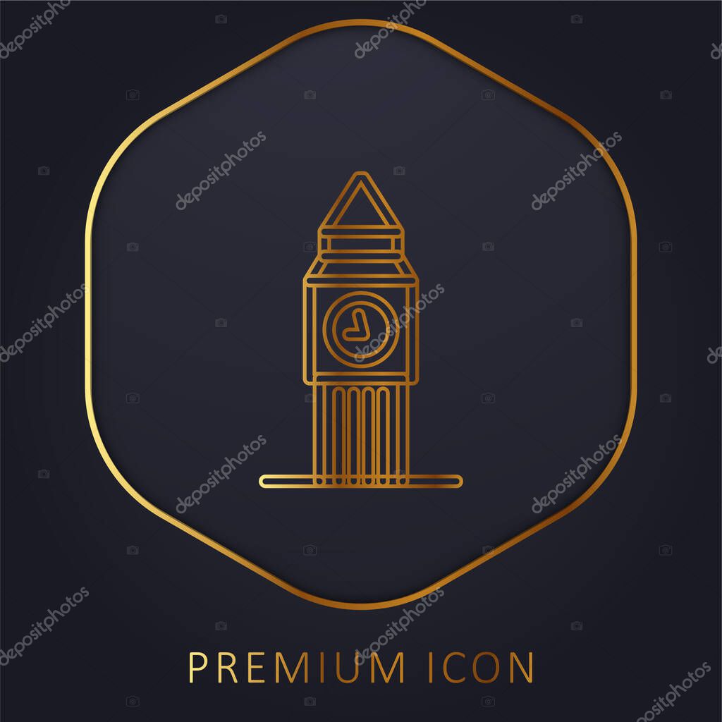 Big Ben golden line premium logo or icon