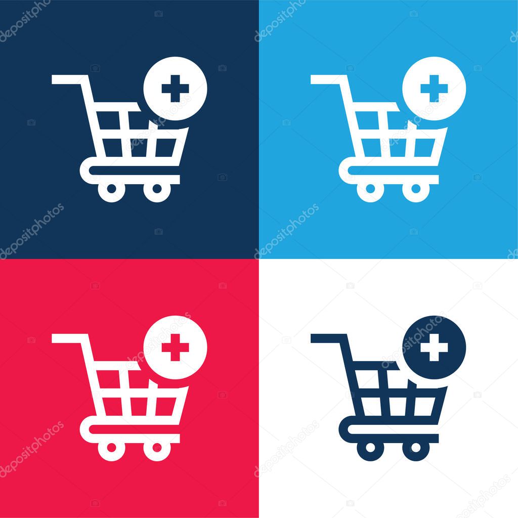 Add To Cart blue and red four color minimal icon set