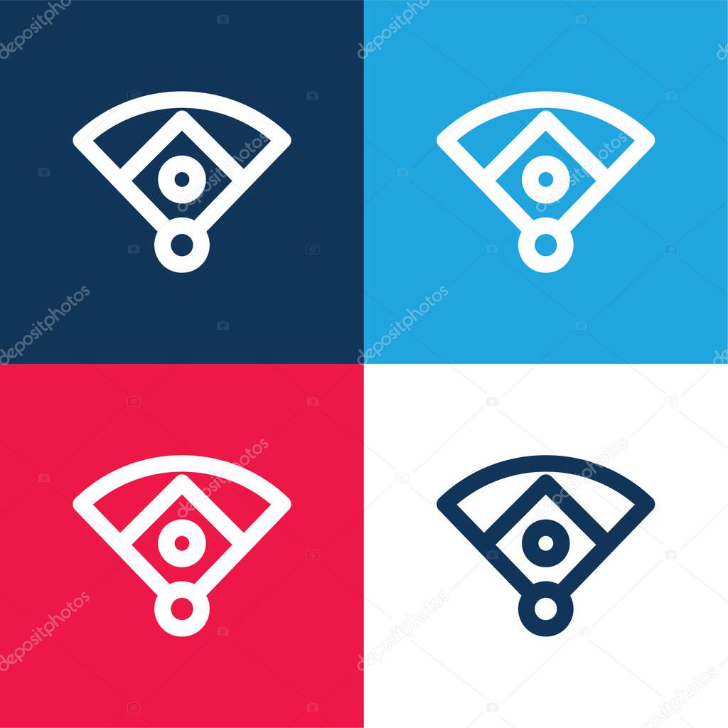 Baseball Diamond blue and red four color minimal icon set