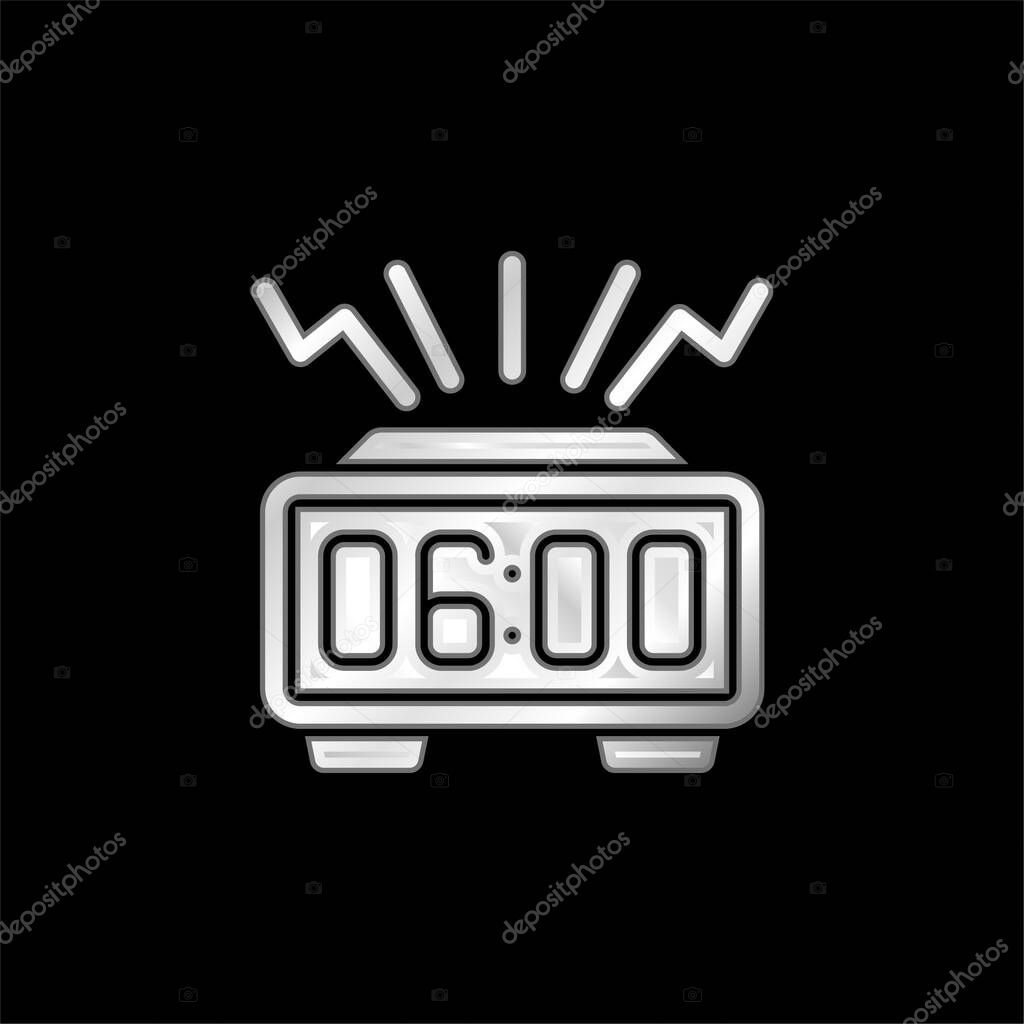 Alarm Clock silver plated metallic icon