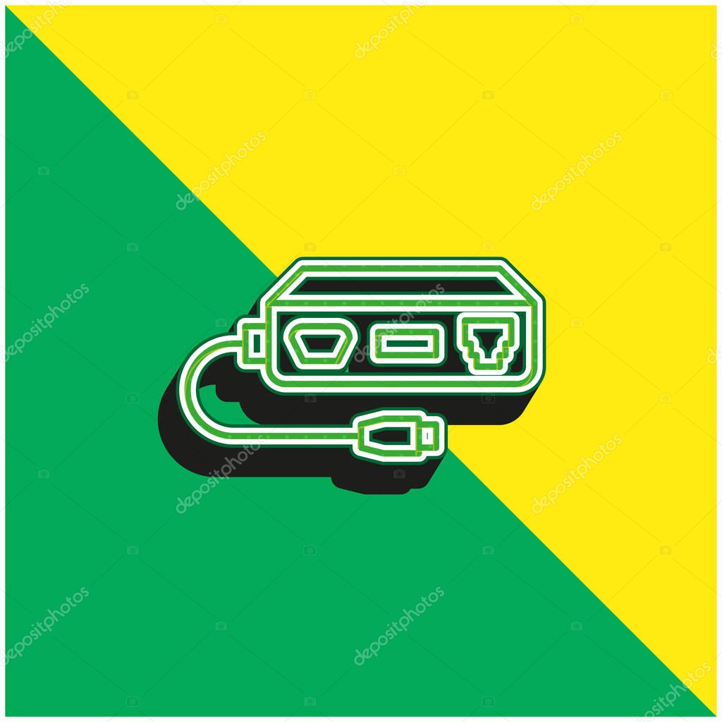 Adapter Green and yellow modern 3d vector icon logo