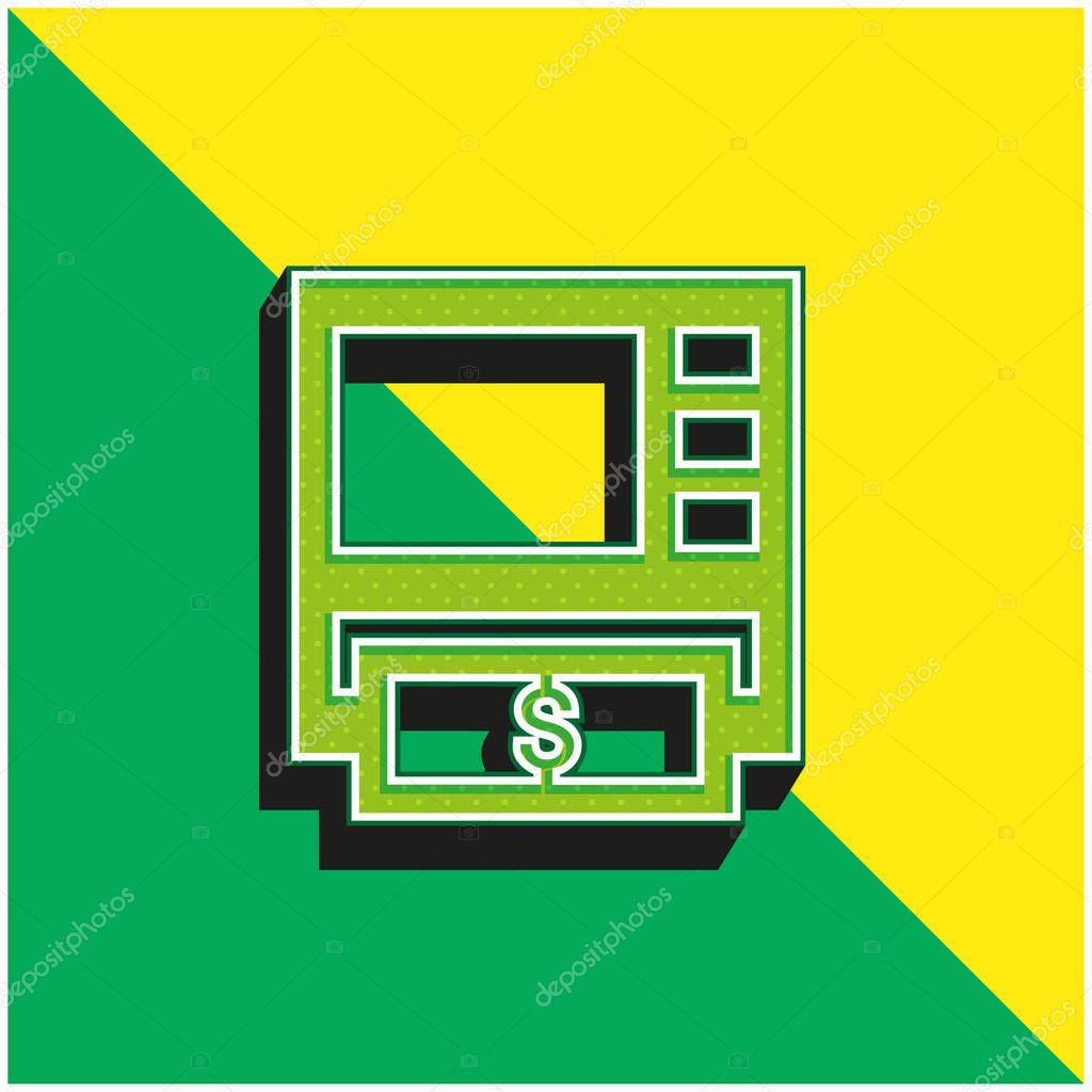 ATM Machine Green and yellow modern 3d vector icon logo