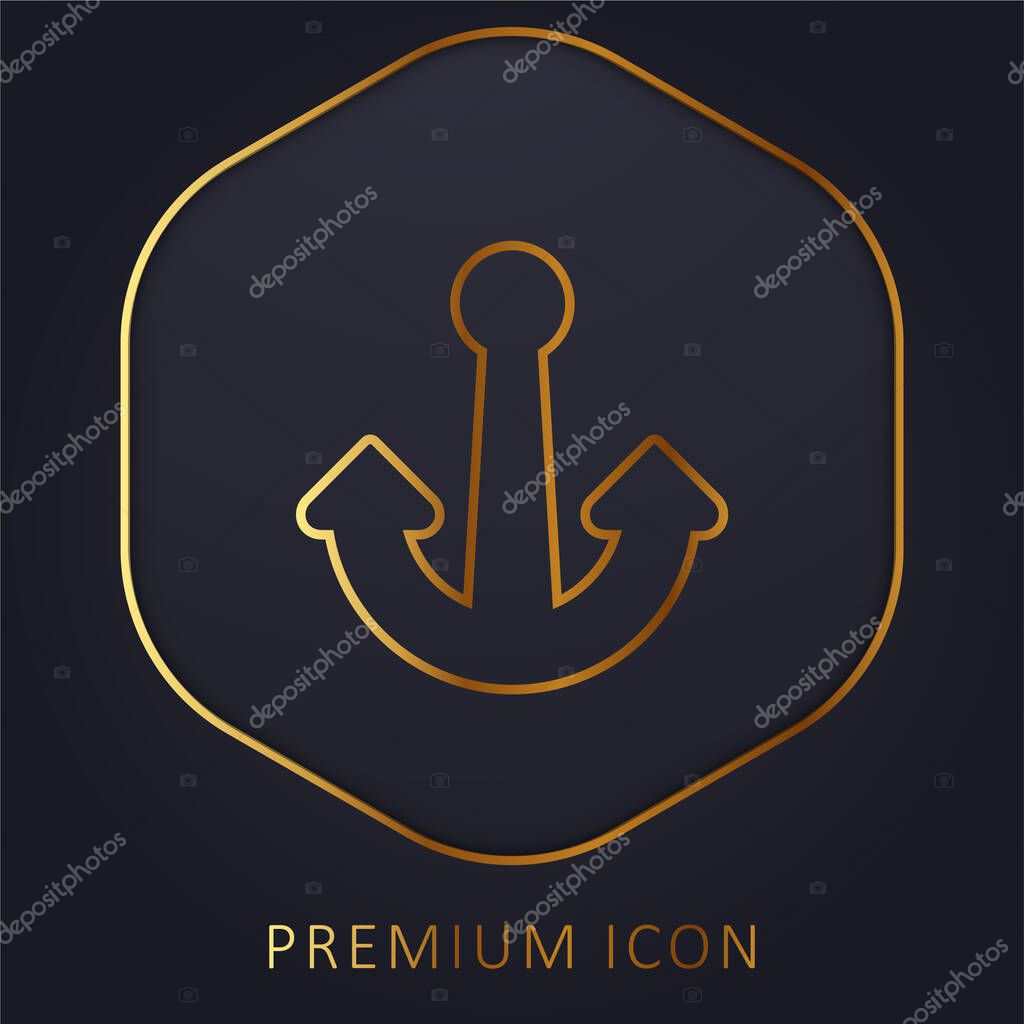 Boat Anchor golden line premium logo or icon