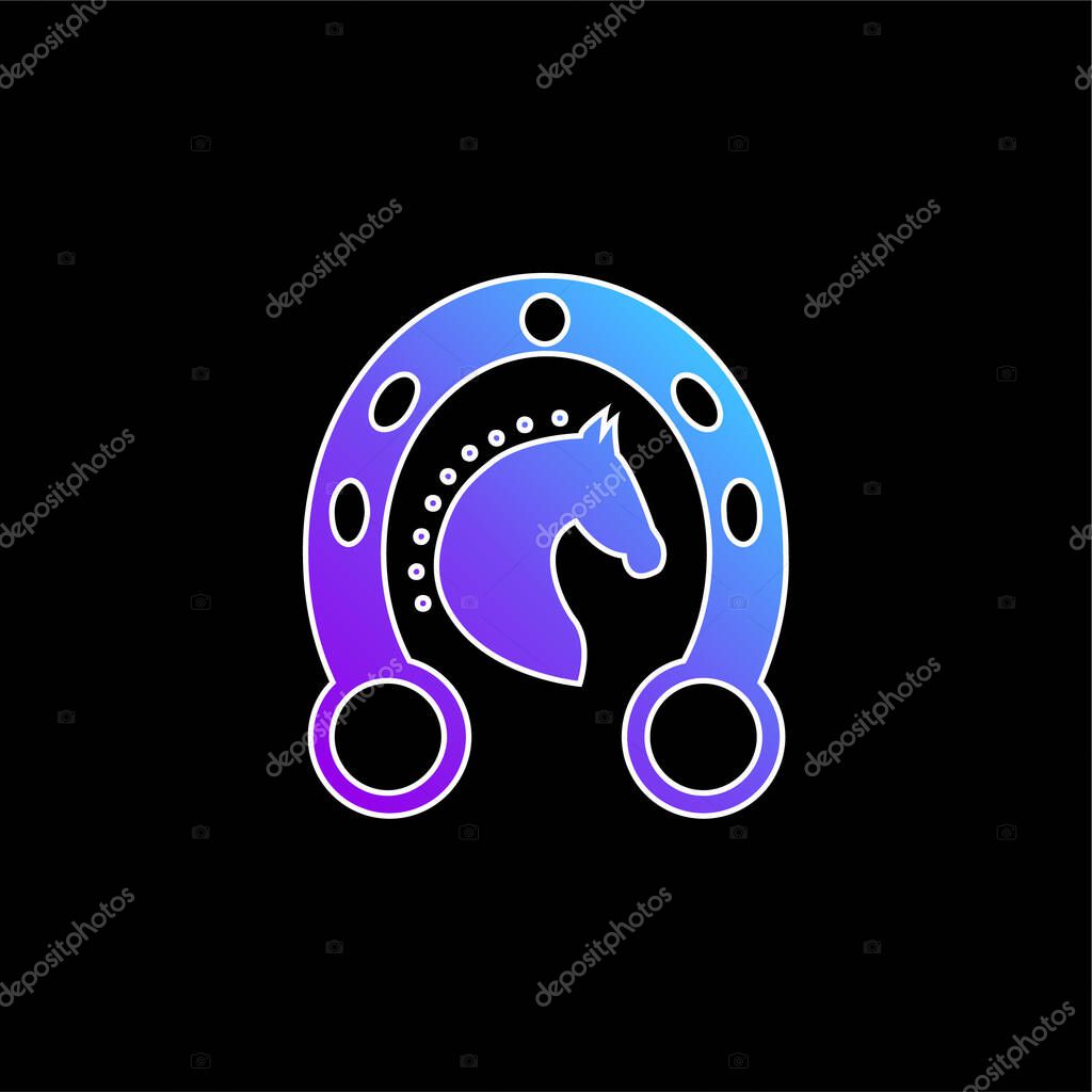 Black Head Horse In A Horseshoe blue gradient vector icon