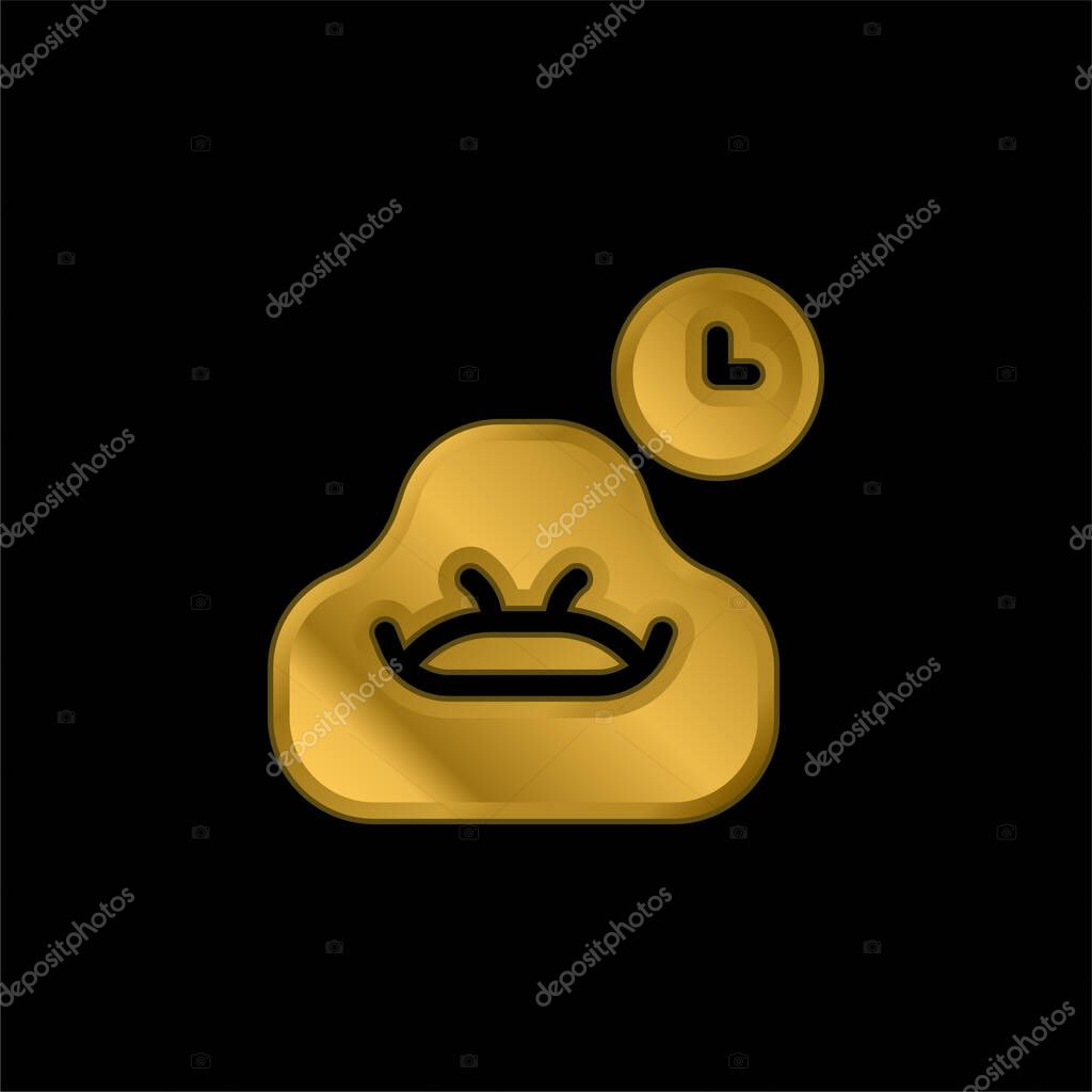 Bean Bag gold plated metalic icon or logo vector