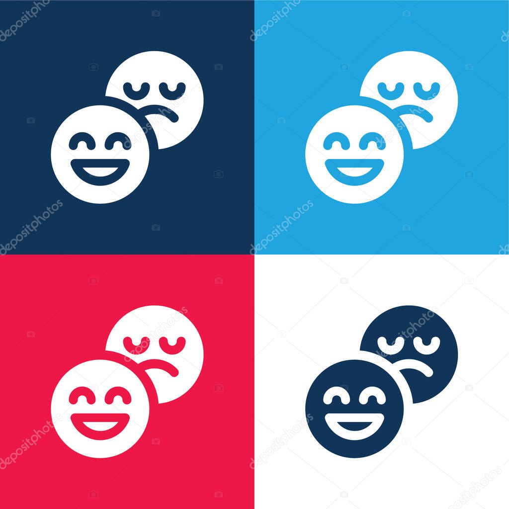 Attitude blue and red four color minimal icon set