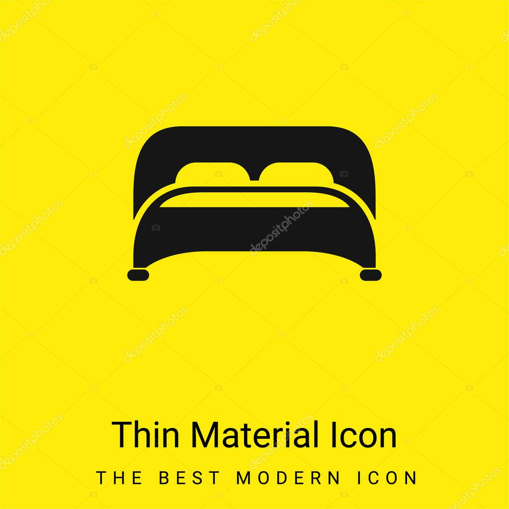 Bed With Two Pillows Bottom View minimal bright yellow material icon