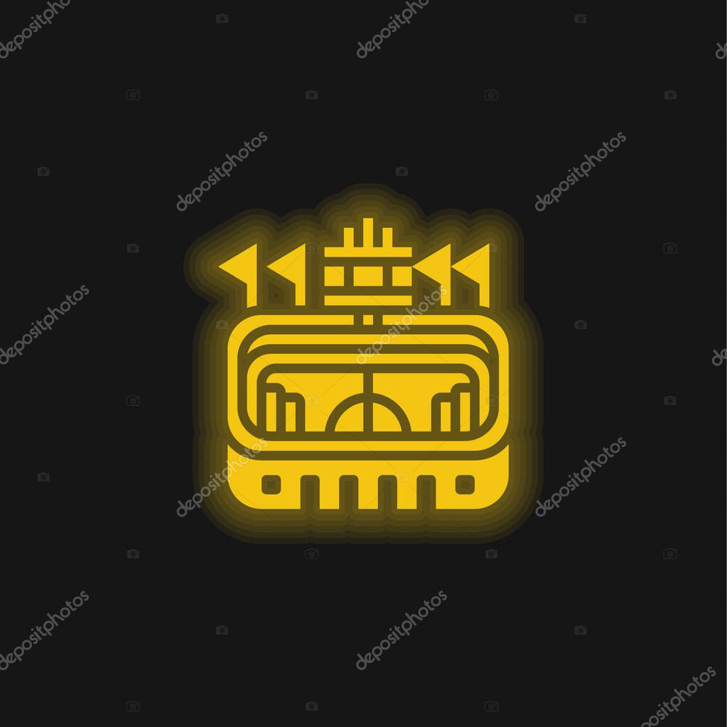 Arena yellow glowing neon icon