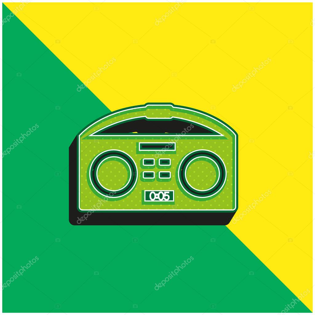 Boombox Green and yellow modern 3d vector icon logo