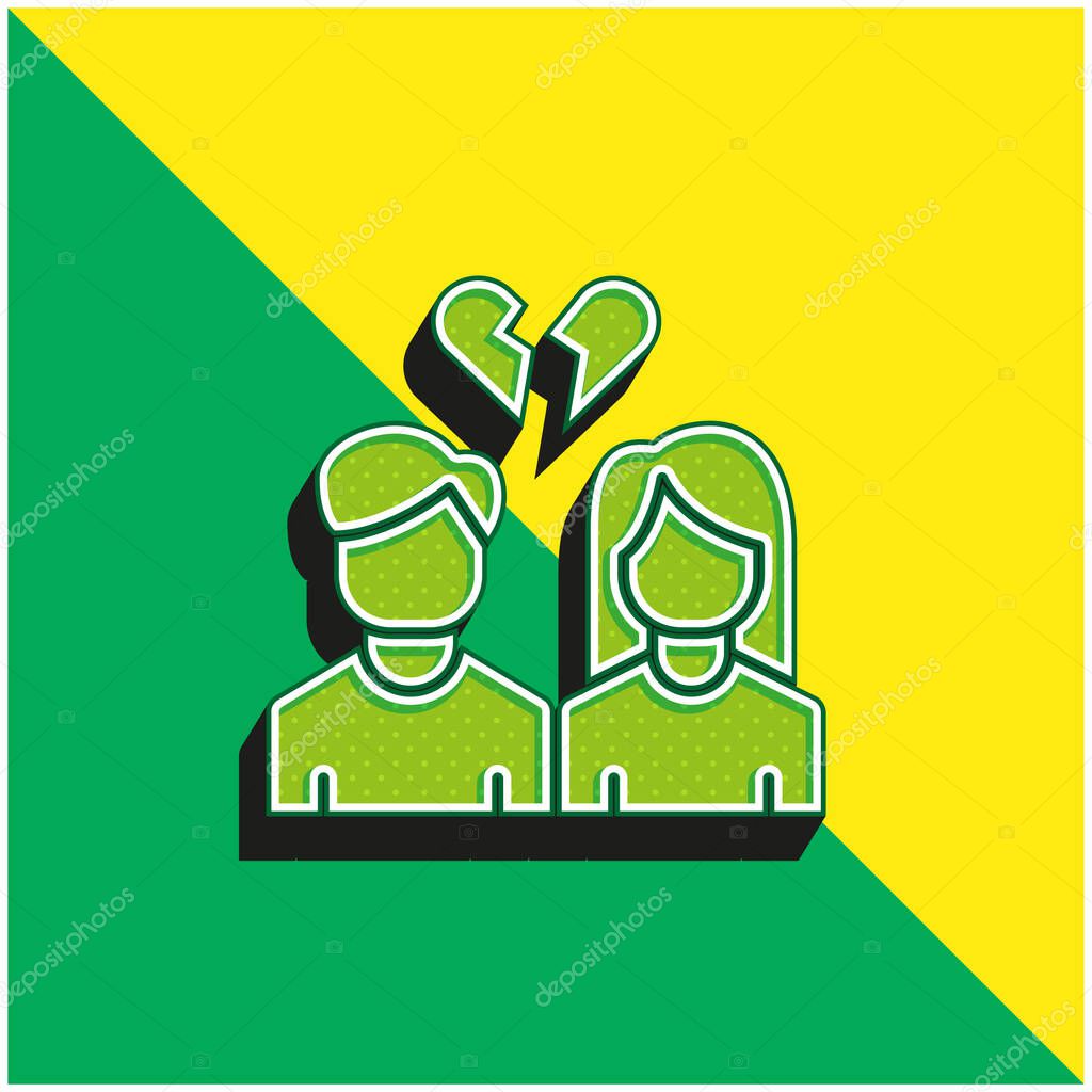Break Up Green and yellow modern 3d vector icon logo