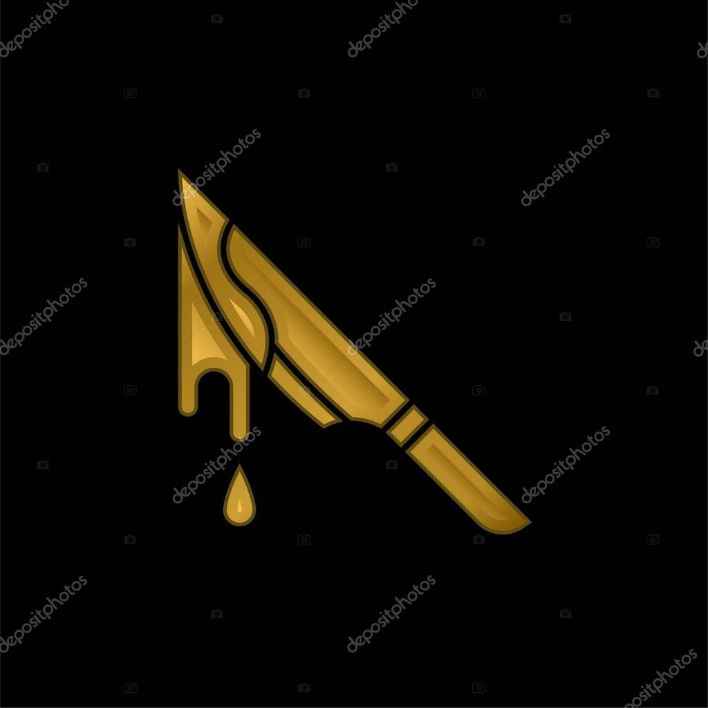 Bloody gold plated metalic icon or logo vector