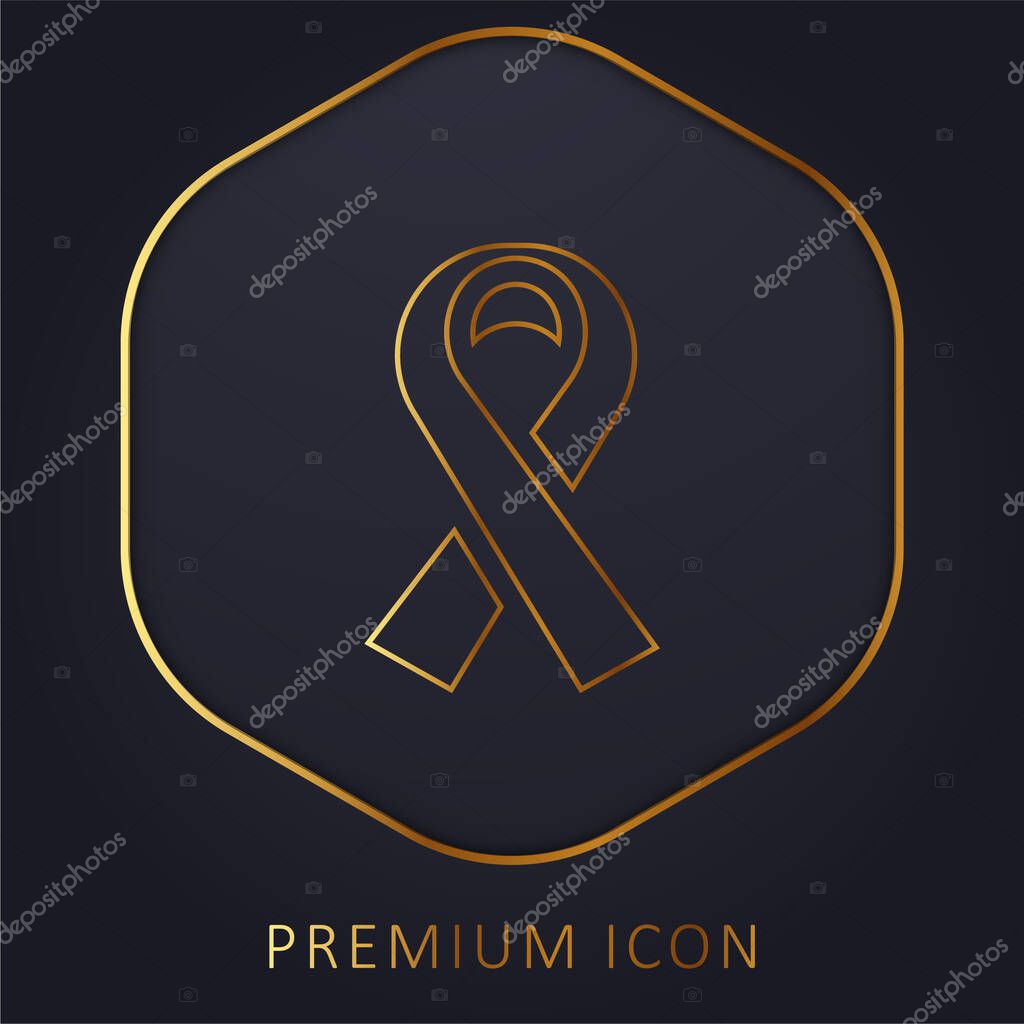Black Ribbon golden line premium logo or icon