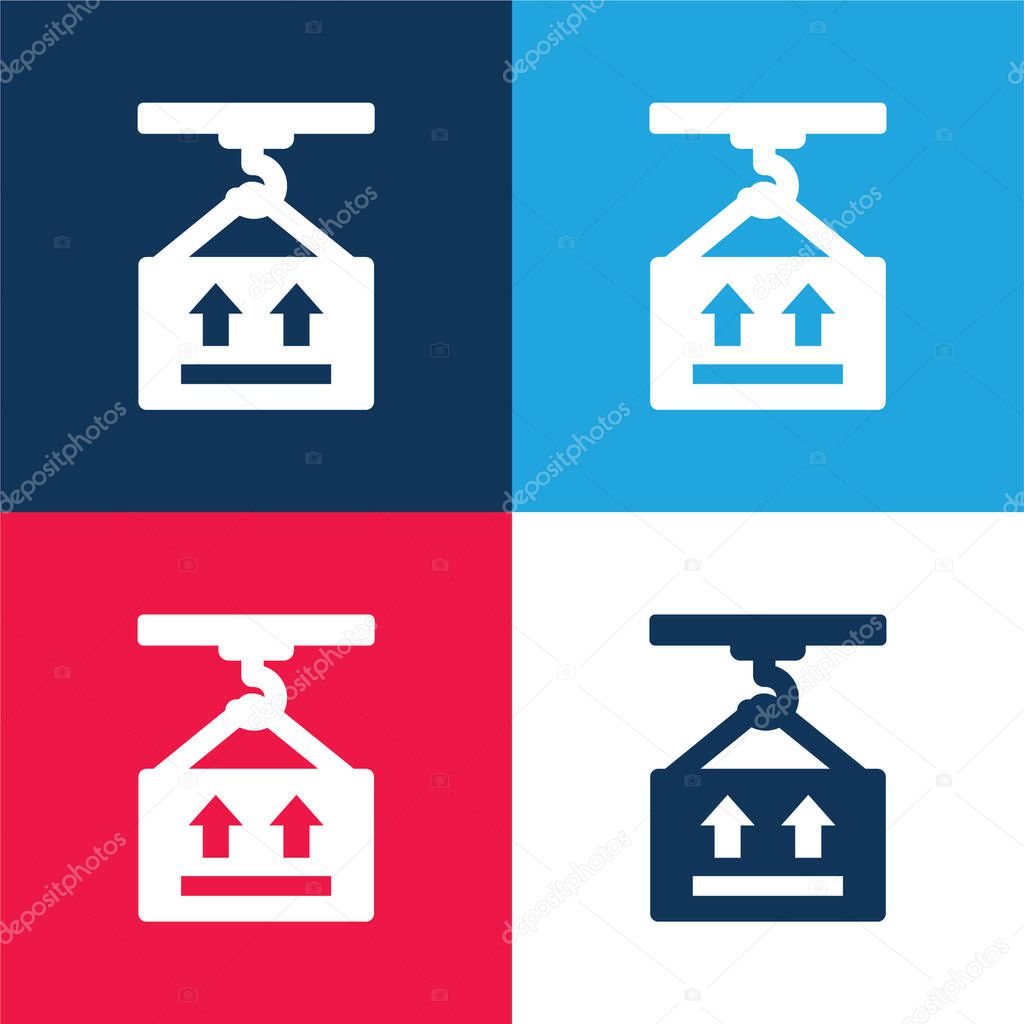Box blue and red four color minimal icon set