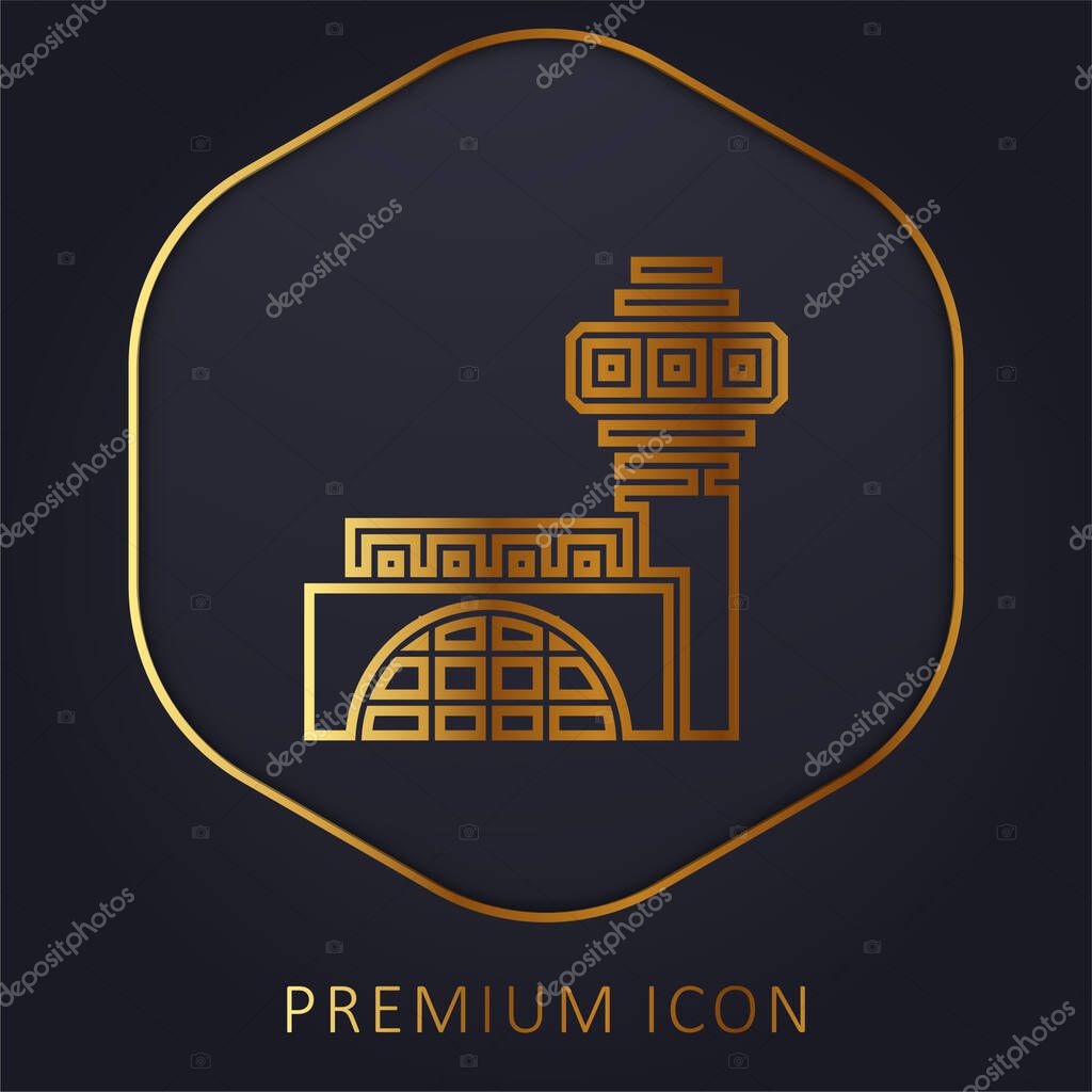 Airport golden line premium logo or icon