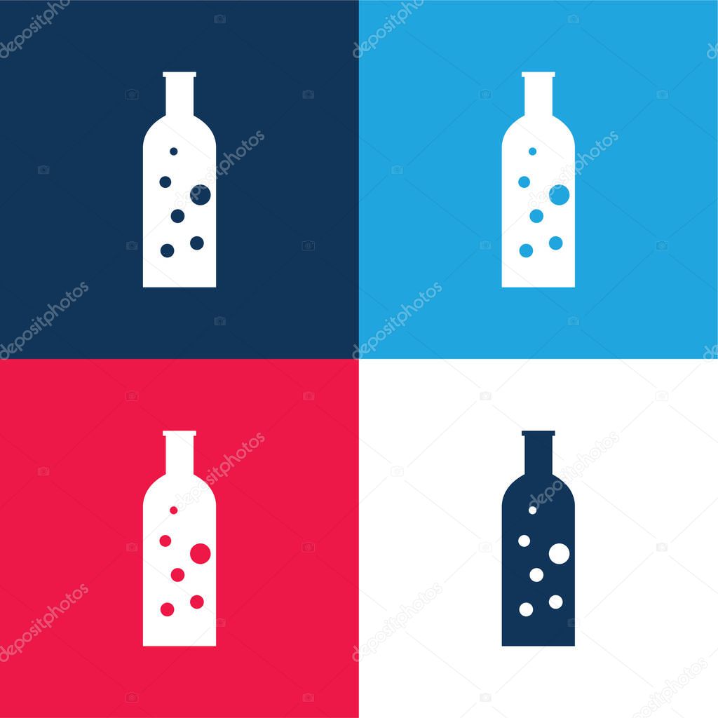 Bottle With Bubbles blue and red four color minimal icon set