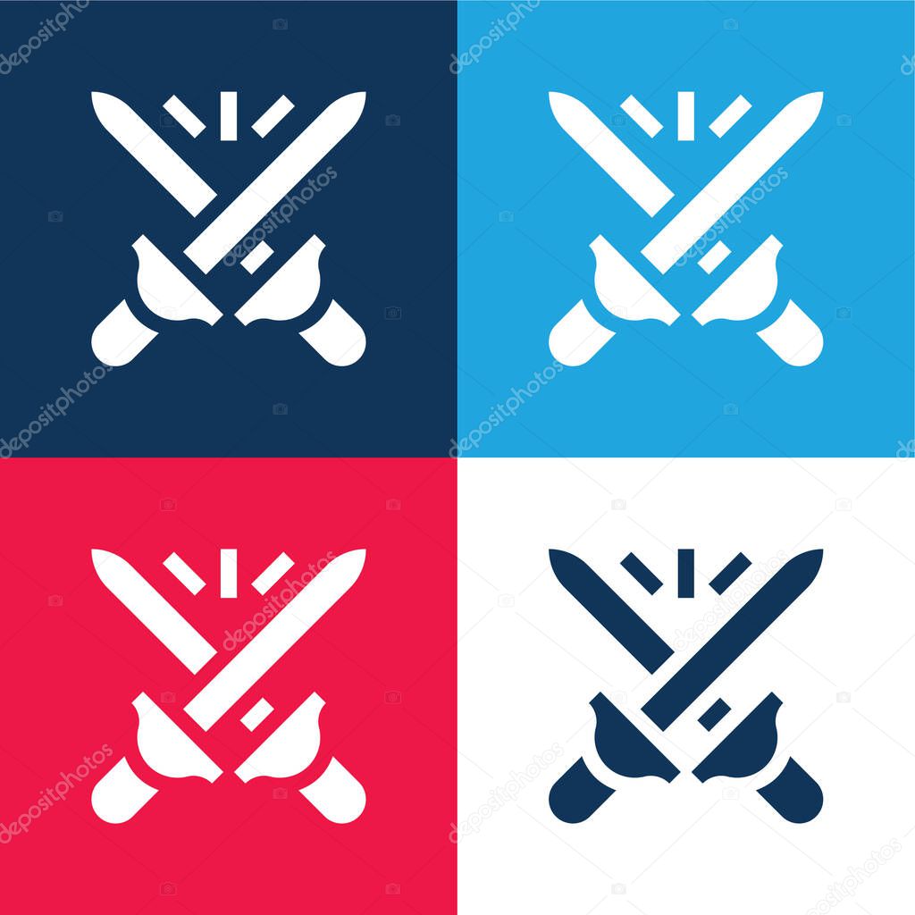Battle blue and red four color minimal icon set