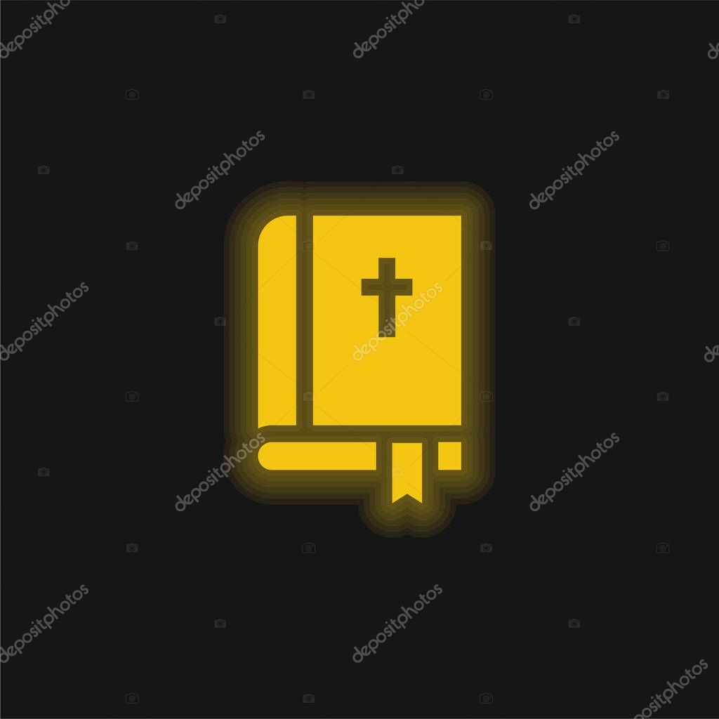 Bible yellow glowing neon icon