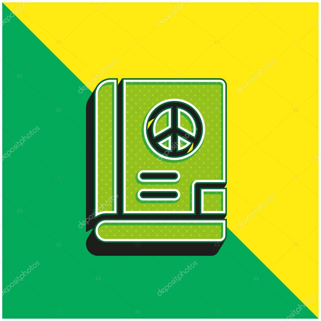 Book Green and yellow modern 3d vector icon logo