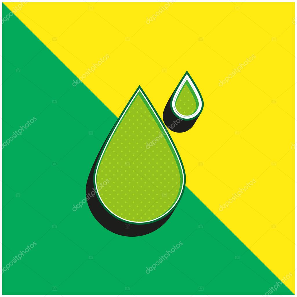 Big And Small Drops Green and yellow modern 3d vector icon logo