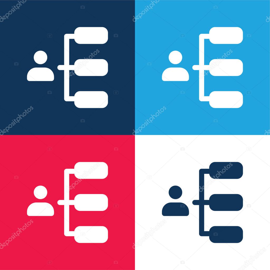 Boss blue and red four color minimal icon set