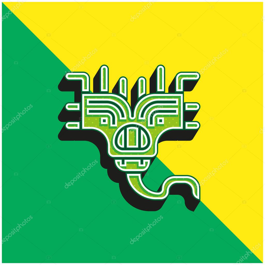 Alien Green and yellow modern 3d vector icon logo
