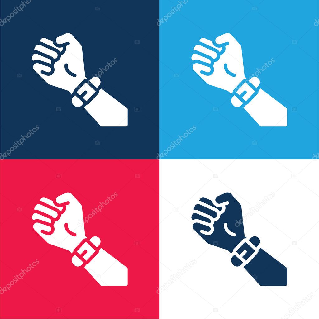 Band blue and red four color minimal icon set