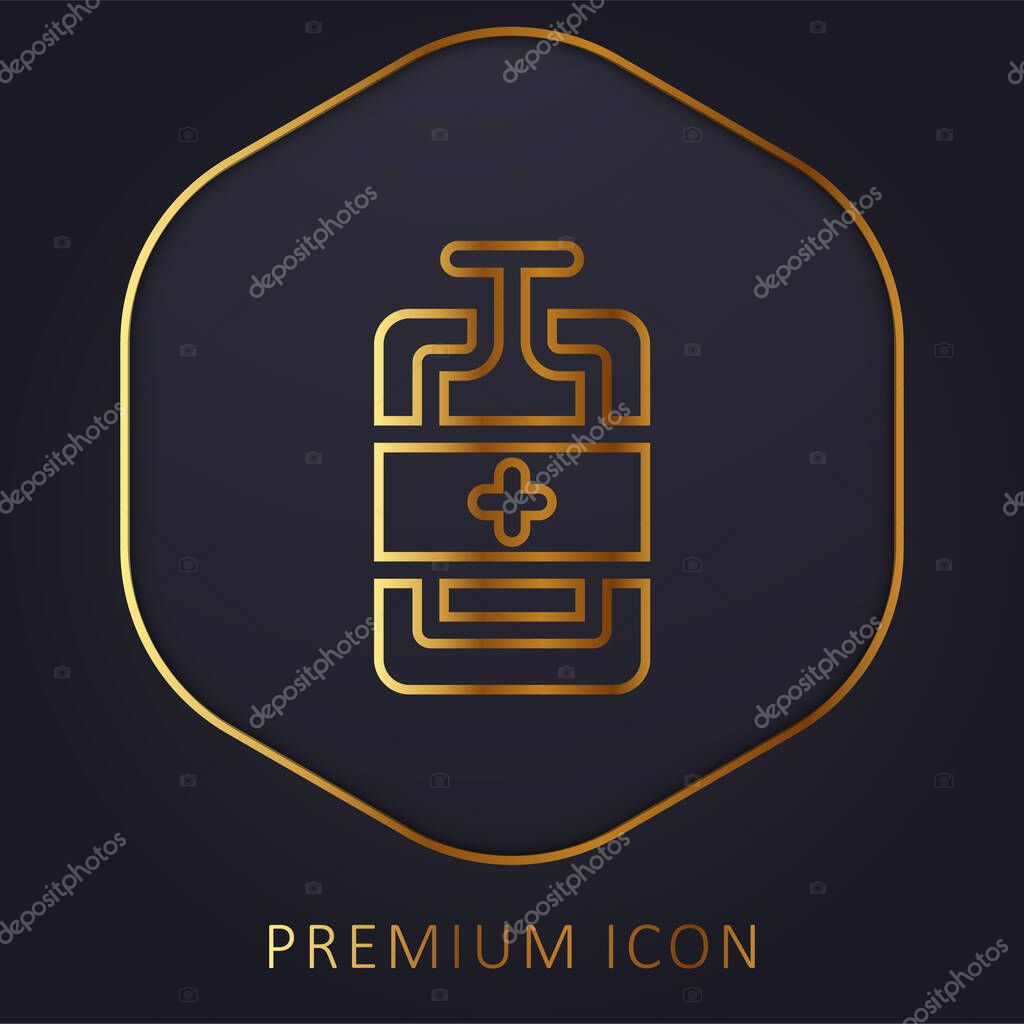 Blood Bag golden line premium logo or icon