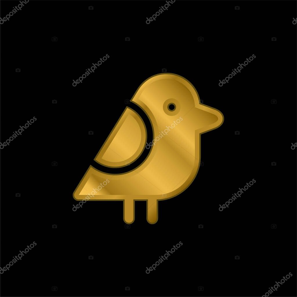 Bird gold plated metalic icon or logo vector