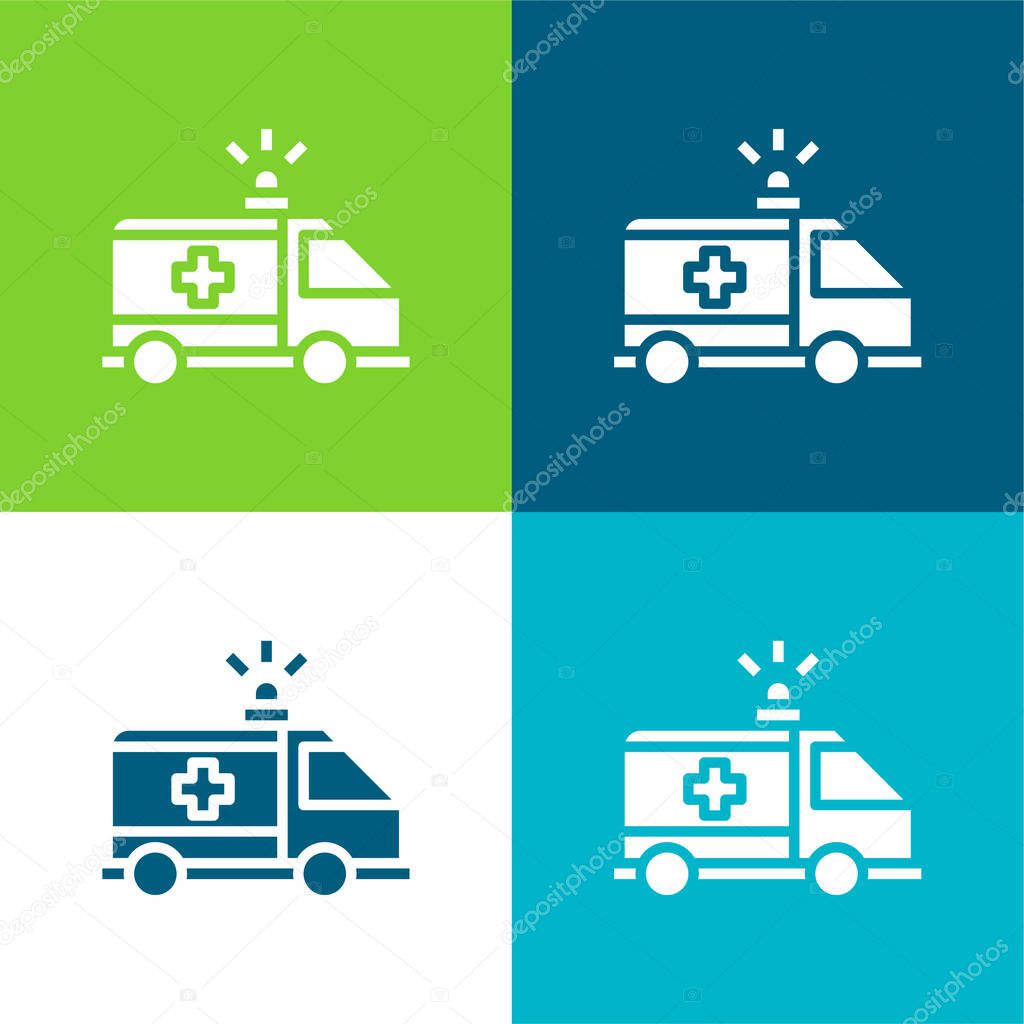 Ambulance Flat four color minimal icon set