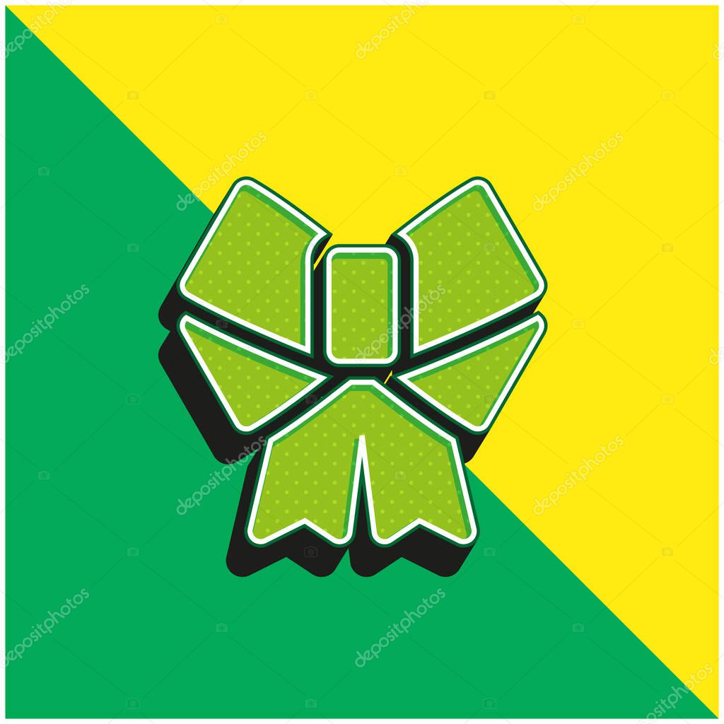 Bow Green and yellow modern 3d vector icon logo