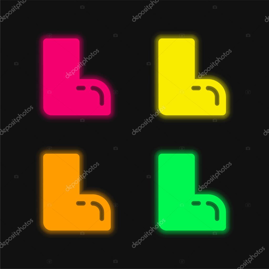Boot four color glowing neon vector icon