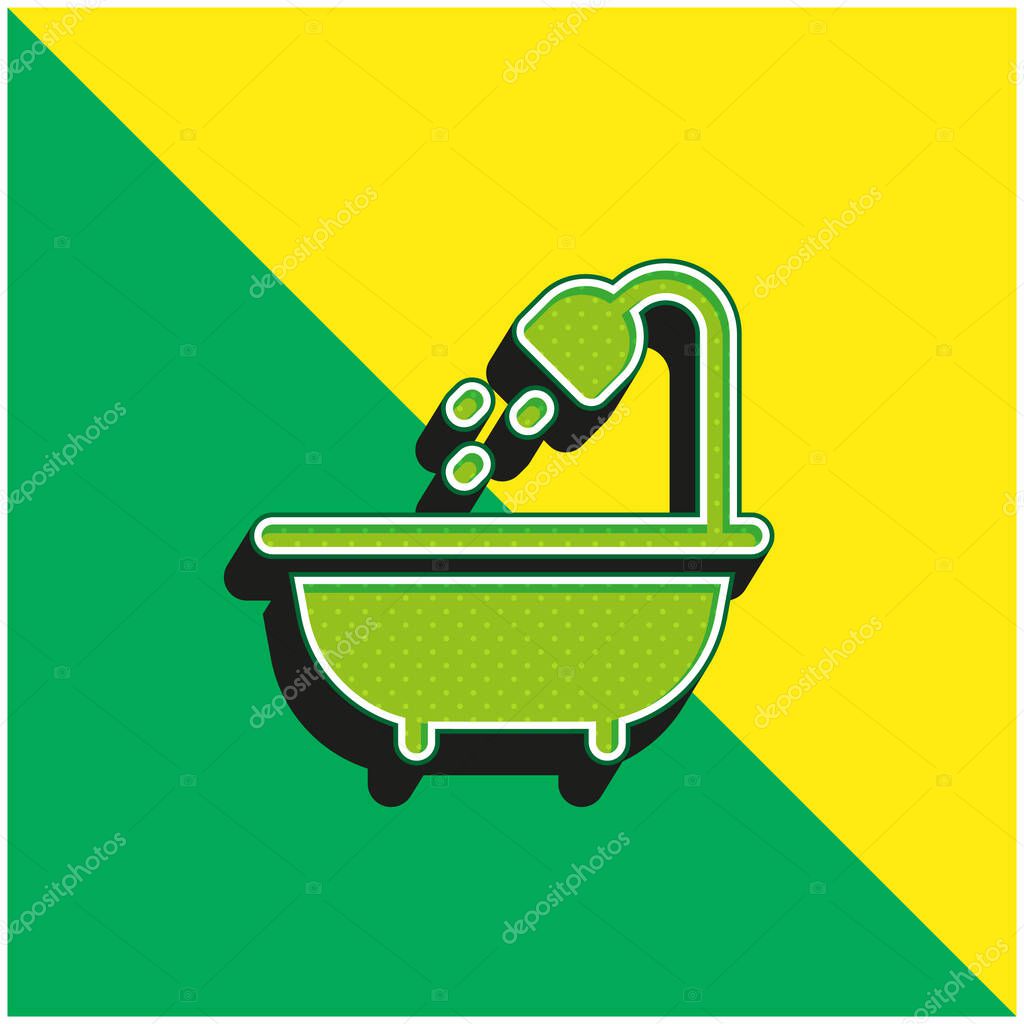 Bath Green and yellow modern 3d vector icon logo