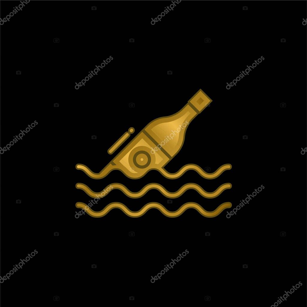 Bottle gold plated metalic icon or logo vector