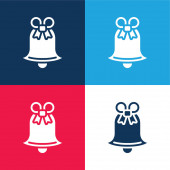 Bell modrá a červená čtyři barvy minimální ikona nastavena