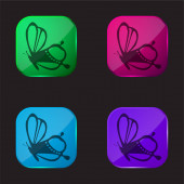 Szépség pillangó Side View Design négy színű üveg gomb ikon