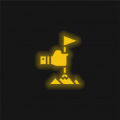 Achievement žlutá zářící neonová ikona