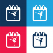 Ballet Dancer On Calendar Page To Remind Class Day blue and red four color minimal icon set