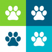 Animal Paw Print Lapos négy szín minimális ikon készlet