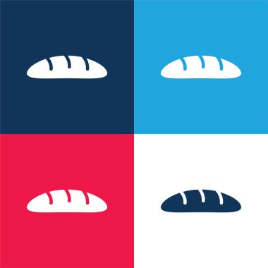 Ekmek mavisi ve kırmızı dört renk minimal simge kümesi