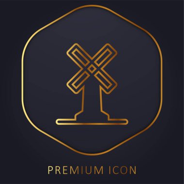 Big Windmill golden line premium logo or icon clipart