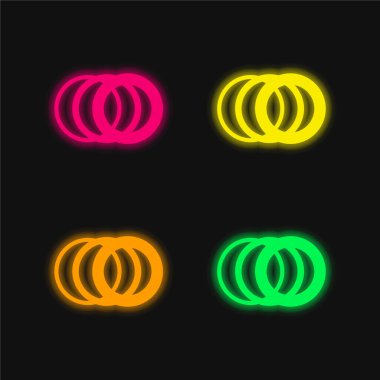 Bilbao Metro Logoları 4 renkli neon vektör simgesi