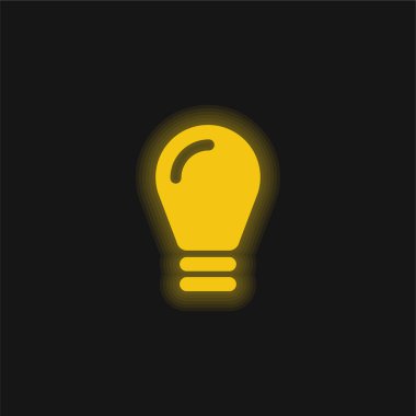 Black Lightbulb yellow glowing neon icon clipart