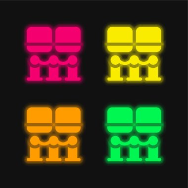 Sanat Müzesi dört renkli parlak neon vektör simgesi