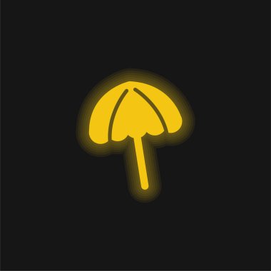 Siyah Plaj Şemsiyesi Sarı parlak neon simgesi