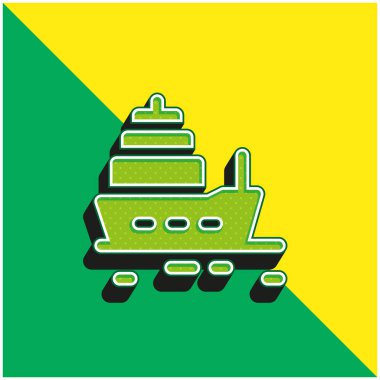 Boat Green and yellow modern 3d vector icon logo clipart