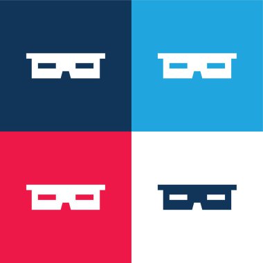 3D gözlük mavi ve kırmızı dört renk en az simge kümesi