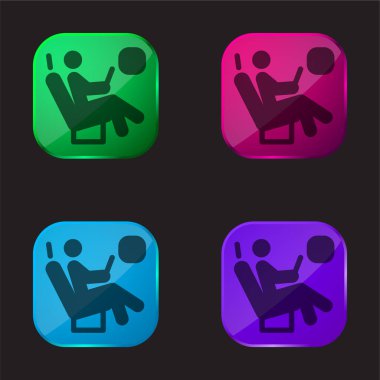 Uçak Koltuğu dört renkli cam simgesi